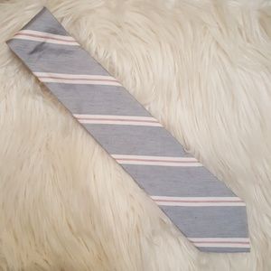 Chambray tie with pink/white stripes